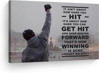 พิมพ์ศิลปะบนผืนผ้าใบสำหรับติดกำแพงฉาก Rocky Balboa คำพูดสร้างแรงบันดาลใจสร้างแรงบันดาลใจให้ผู้ประกอบการของตกแต่งสำนักงานห้องนั่งเล่นซิลเวสเตอร์สตัลโลนมวยพร้อมที่จะแขวน19x28