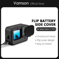 ฝาปิดด้านข้างแบตเตอรี่ Vamson มีเคสซิลิโคนสำหรับ Gopro Hero 11 10 9สีดำประตูแบตเตอรี่สำหรับเปลี่ยนที่ถอดออกได้สำหรับ Gopro 10 9 Essories