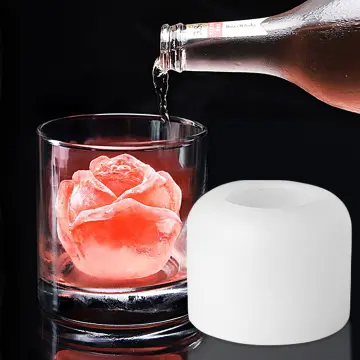 1PC-3D Rose Ice Molds , Large Ice Cube Trays, Make 4 Giant Cute Flower Shape  Ice, Silicone Rubber Fun Big Ice Ball Maker for Cocktails Juice Whiskey  Bourbon Freezer, Dishwasher Safe, Black