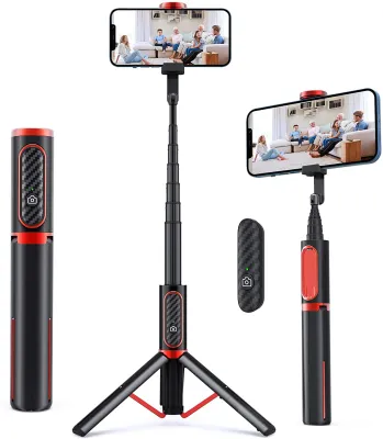 ที่ตั้งโทรศัพท์ขาตั้งแบบสามขา Selfie พร้อมขาตั้งกล้องเดี่ยวยืดได้ขาตั้งกล้องอุปกรณ์ควบคุมบลูทูธไร้สายสำหรับ Iphone 11 X Huawei