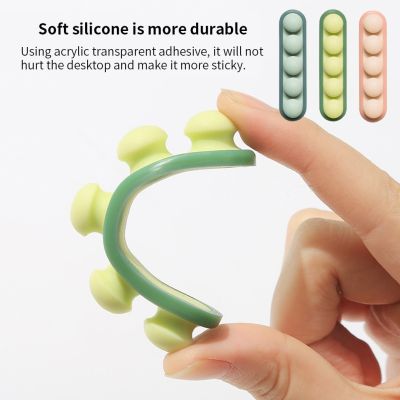 ”【；【-= Cable Winder Silicone Sticky Cable Organizer Elastic Desktop Wire Storage Holder For Home Office  Green