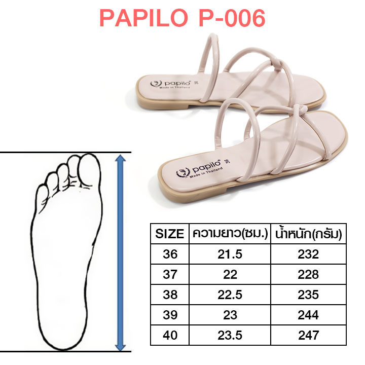 รองเท้าแฟชั่นแบบแตะ-รองเท้าวัยรุ่นแบบใหม่ล่าสุด-รองเท้าวัยรุ่นยอดฮิต-รองเท้าแฟชั่นพื้นบาง-รองเท้าแฟชั่นส้นแบบ-papilo-รุ่น-p-006