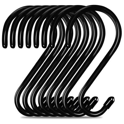 16 Pack 6 Inch Solid Large S Hooks for Hanging Clothes Plants Tools,Heavy Duty Non-Slip Vinyl Coated Metal Hanging Hooks