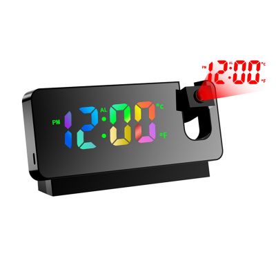LED Digital Projection Alarm Clock Projection Alarm Clock Ceiling Projector Alarm Clock for Bedroom Black