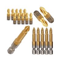 5/10Pcs Titanium-plated Non-slip Bits 1/4"Hex Shank Screwdriver Bits PH2 Magnetic Electric Cross Head Screwdriver Bits Tip Screw Nut Drivers