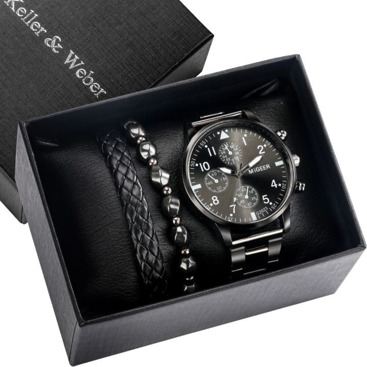 watch-bracelet-mens-gift-set-black-stainless-steel-quartz-dial-safety-buckle-2-bracelets-chain-best-birthday-gifts-box-for-boys