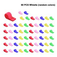 60pcs Teachers Students Random Colors Plastic Whistles Soft Survival Sports Events Lightweight With Lanyards Referee Emergency Survival kits