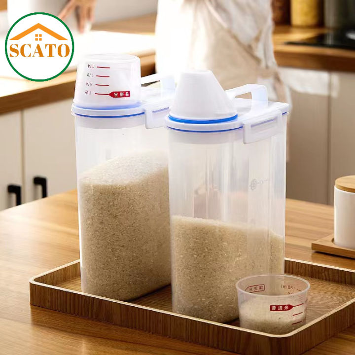 Rice Storage Bin Cereal Containers Dispenser With Bpa Free Plastic