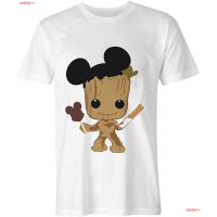 tshirtเสื้อยืดคอกลมฤดูร้อนenter~ ผู้ชายและผู้หญิง Baby #Groot Shirt #Groot #Disney Ears T-Shirt #Avengers Galaxy Guardia  SUR5