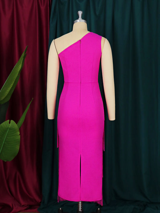 midi-dresses-for-women-party-fuchsia-sleeveless-one-shoulder-fringe-dress-skinny-stretch-evening-birthday-event-gown-summer-2022