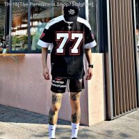 ♛ European and American style ice hockey short-sleeved T-shirt mens retro sports high street casual rugby uniform basketball hip-hop jersey T-shirt