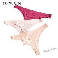 【Ready Stock】 ♞ C15 Ice silk Seamless Thongs Panties Women Underwear G-String Sexy Lingerie Plus Size M-3XL Low Rise Panties Solid