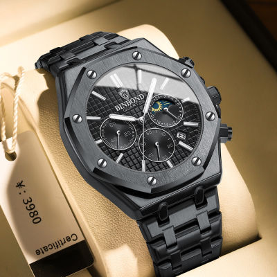 HotMen S Luxury นาฬิกาแฟชั่นนาฬิกาข้อมือกีฬาชาย Chronograph ควอตซ์สแตนเลสนาฬิกา Luminous Hands Relogio Masculino