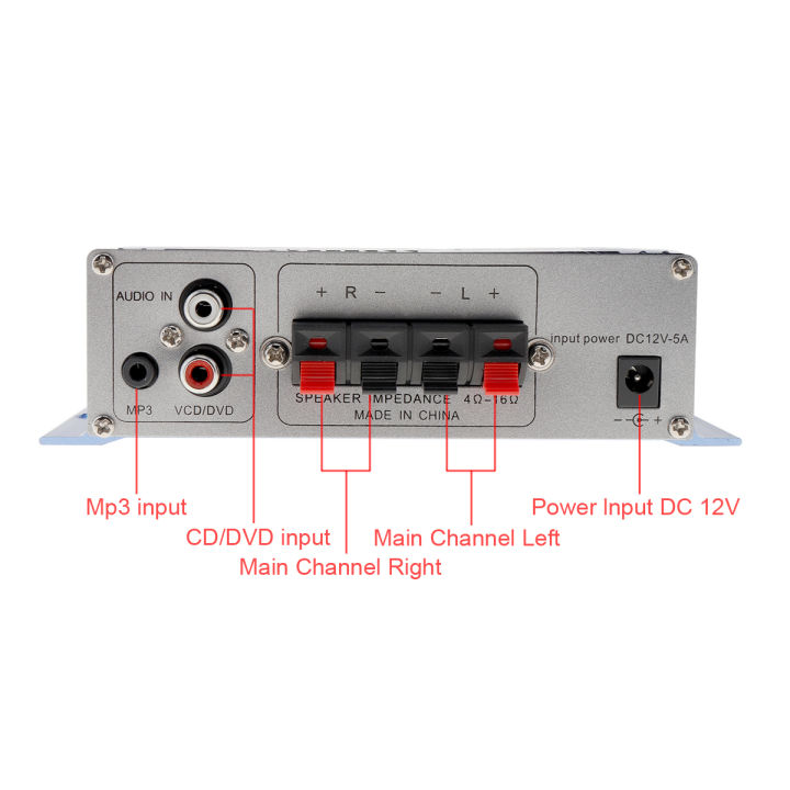 รถยนต์เครื่องขยายเสียงเครื่องเสียงสตอริโอ-rms-20w-10w-ซีดี-ดีวีดี-mp3อินพุต-hi-fi