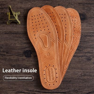 1 Pair Business Leather Insoles For Men Women Ultra Thin Absorb Sweat Insole Summer Breathable Deodorant Inner Soles Shoes Pads
