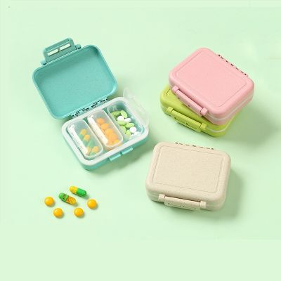 【YF】 Multicolor Mini Waterproof 3 Grid Pill Box Portable Double Seal Medicine Health Container Case Travel Easy to Take