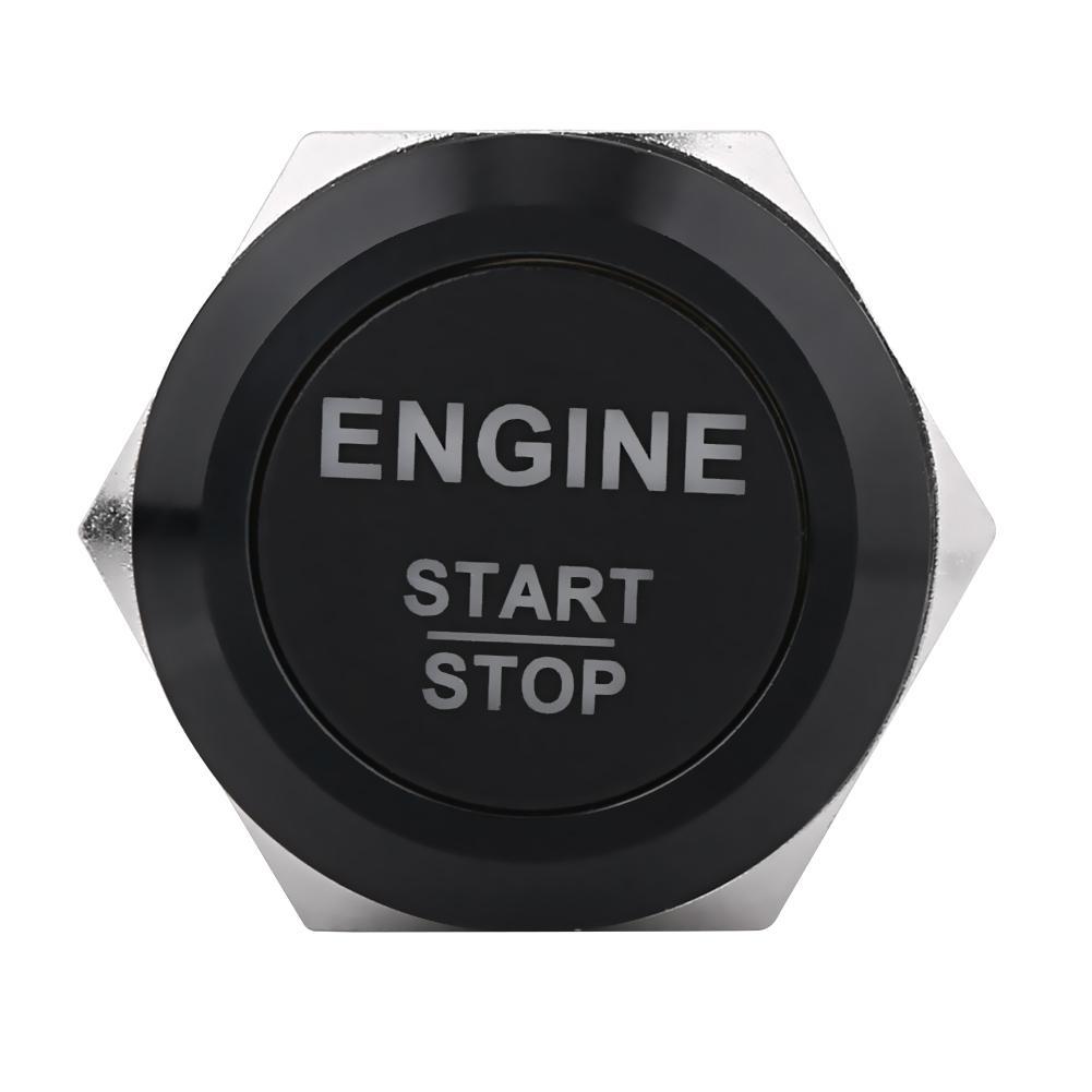 12V White LED Car Engine Start Stop Push Button Switch Black zinc aluminum alloy