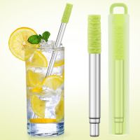 Portable Stainless Steel Silicone Telescopic Drinking Straw Camping Travel Straw Reusable Straw With 1 Brush And Carry Case Specialty Glassware