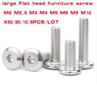 5/50pc M2 M2.5 M3 M4 M5 M6 M8 M10 304 Stainless Steel Large Flat Hex Socket Allen Head Furniture Rivet Screw Connect Joint Bolt