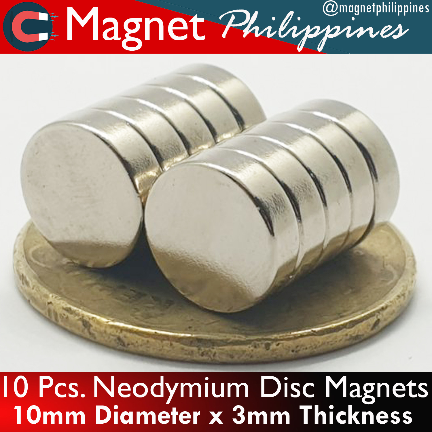 10mm Diameter x 3mm Thick NdFeb Rare Earth Strong Neodymium Disc Round Magnets 