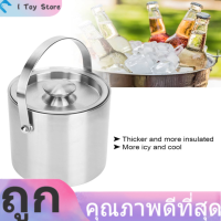 【กระติกน้ำแข็ง】2L Stainless Steel Insulated Double Walled Ice Bucket with Lid for Party Bar KTV Red Wine