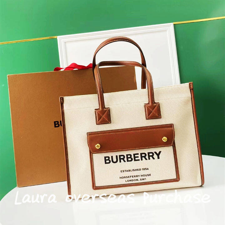  BURBERRY Freya Small Two-tone Canvas And Leather Tote