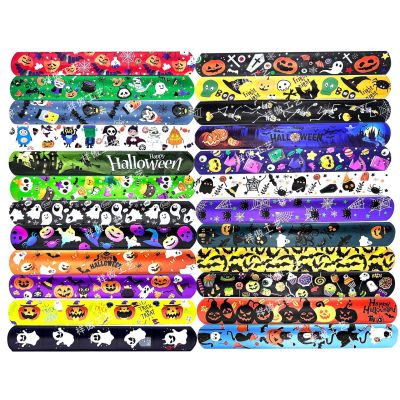 Cartoon Halloween Clap Circle Pumpkin Witch Bat Ghost Festival Trick Or Treat Party Happy Helloween Party Decor Slap Bracelets