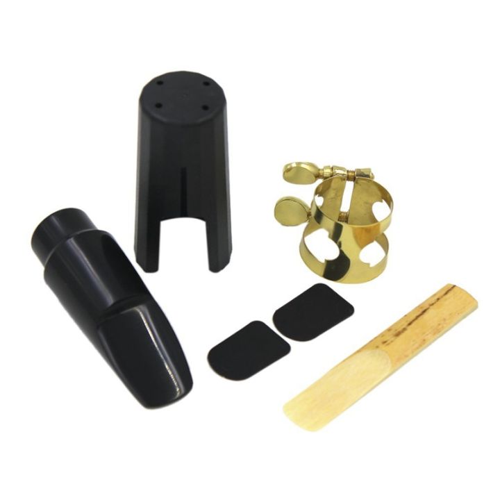 plastic-soprano-sax-mouthpiece-with-metal-cap-buckle-reed-mouthpiece-patches-pads-black