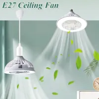 12W Ceiling Fan with Light 3 Adjustable Speeds E27 Converter Base Chandelier Fan with LED Light Living Room Bedroom Cooling Fans Exhaust Fans