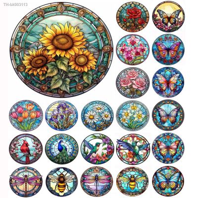 ◐ 30x30CM 5D DIY Stained Glass Flower Full Round Drill Diamond Painting Kit Home Decoration Art Craft Mosaic Painting