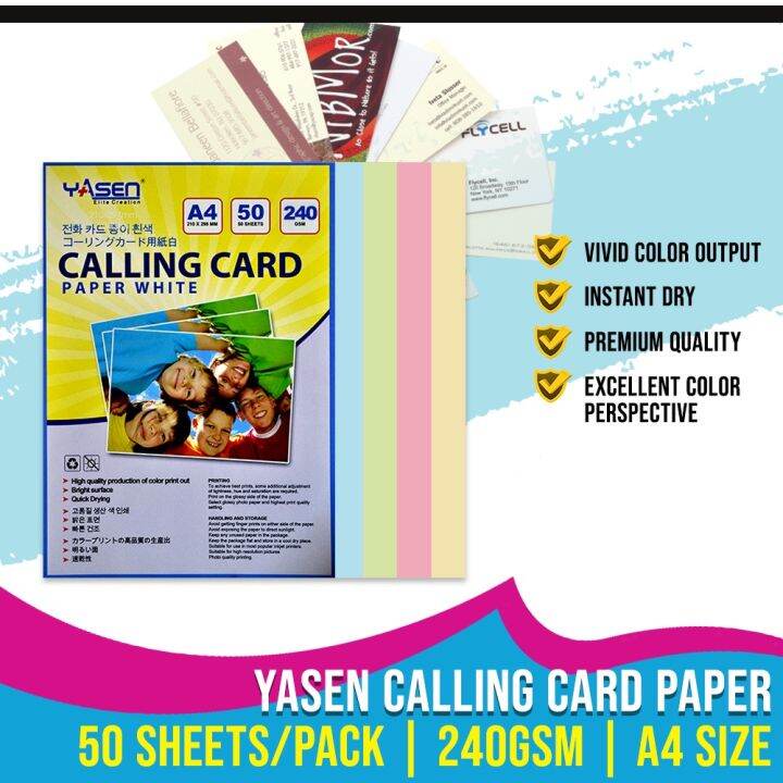 Calling Card Paper 240gsm A4 Size 1 Pack Yasen Calling Card Paper 50