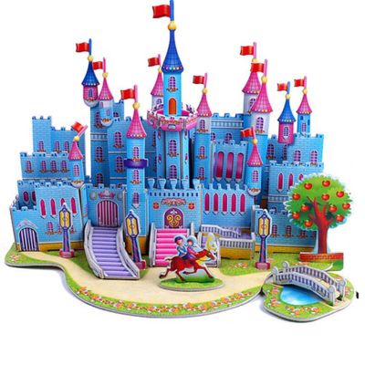 Montessori 3D Puzzle Jigsaw Learning Educational Toys Diy Attractive Cartoon Castle Garden House for Children Kids Craft Toys