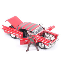 ไม่มีกล่อง Jada 1:24 Scale Classic 1958 Cadillac Series 62S พร้อม Action Figure Freddy Krueger Diecasts &amp; ของเล่นยานพาหนะรถรุ่น