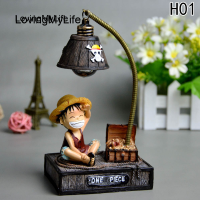 【พร้อม!】Anime OnePiece Monkey D Luffy โคมไฟตั้งโต๊ะอะนิเมะญี่ปุ่นของเล่นเรซิ่นหัตถกรรม Night Light สร้างสรรค์เด็กวันเกิดตกแต่ง Gift