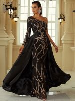 【jw】♙✒►  Missord Draped Evening Luxury Shoulder Sleeve Prom Formal Dresses Female Gown