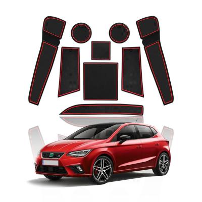 [ใหม่2023] LFOTPP ประตูเสื่อกรูฟสำหรับ Ibiza Typ 6F 2018 2019 2020 Hatchback Anti-พรมเช็ดเท้าหน้าประตูประตูแผ่นสล็อต Auto อุปกรณ์ตกแต่งภายในสีแดง