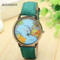 Cool Mini World Fashion Quartz Watch Men Uni Map Airplane Travel Around The World Women Leather Dress Wrist Watches