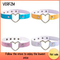 VERFZM SHOP เครื่องหนังแท้ สร้อยคอปกหัวใจ ฮาราจูกุ โลหะผสมอัลลอยด์ จี้สร้อยคอ ของใหม่ พังก์สไตล์ ปกหนังประดับปลาย สำหรับผู้หญิง