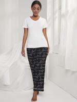 【JH】GOVOC Europe and America pajamas set womens trousers home clothes 2023 summer thin clothing sales 20110-White