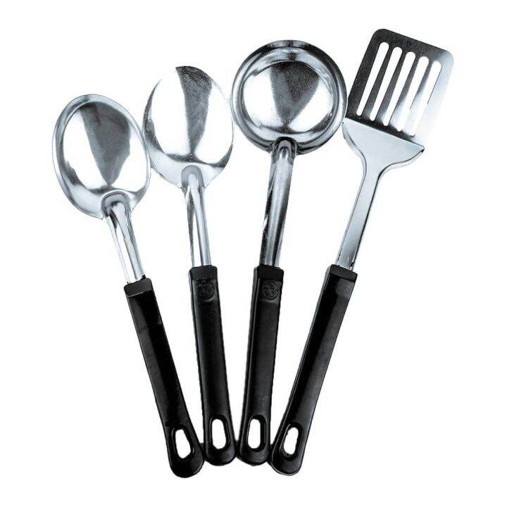 BlackHandle Stainless Steel Kitchen Utensils Soup Ladle Leakage Turner Serving Spoon Lazada PH