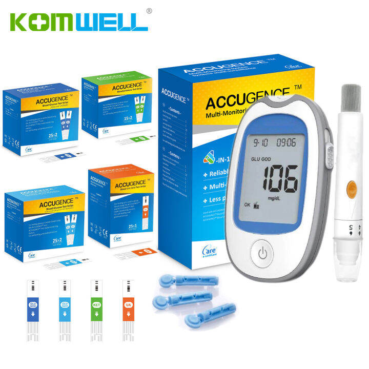 4in1 MultiFunction Meter Blood Ketone Uric Acid Blood Glucose Monitor ...