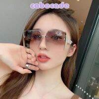 Cabecade 【คุณภาพสูง】2022แว่นตากันแดดสไตล์ใหม่ของผู้หญิง Frameless ตัดขอบแว่นกันแดดแฟชั่นยุโรปและอเมริกาขนาดใหญ่กรอบเบาม่านบังแดดกระจกแฟชั่นสุทธิแว่นกันแดดสีแดง