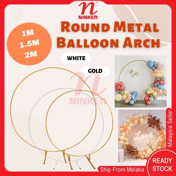 1M/1.5M/2M Golden Metal Round Balloon Stand Circle Arch Kit Birthday Wedding Party Backdrop