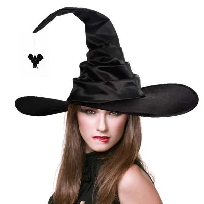Black Halloween Party Women Personality Wizard Hat Solid Color Spider Halloween Gift Witch Hat Halloween Cap