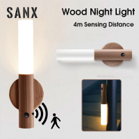 SANX ไฟ LED ไฟ USB สำหรับกลางคืนเซ็นเซอร์ตรวจจับการเคลื่อนไหวแบบแม่เหล็กไร้สายแบบชาร์จไฟได้หลอดไฟสำหรับห้องนอนติดผนังบันไดห้องเด็ก