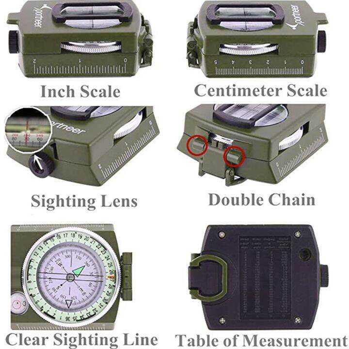 เข็มทิศโลหะผสมสังกะสีกันน้ำสำหรับการตั้งแคมป์ความแม่นยำสูงเข็มทิศย้อนยุคพร้อมความสว่างสูงสำหรับการปีนเขาในเดินป่าตั้งแคมป์กลางแจ้ง