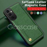 เคสโทรศัพท์ปลอกสำหรับ Samsung Galaxy S23 Fe S23อัลตร้า S23พลัส S23Fe S23Ultra S23 + 2023เคสหนังแท้แบบแม่เหล็กติดรถยนต์ที่วางเลนส์ป้องกันเต็มรูปแบบเคสกันกระแทกด้านหลัง