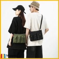 MINUTE มัลติฟังก์ชั่ กระเป๋า Crossbody ไนลอนทำจากไนลอน ลำลองแบบสบายๆ กระเป๋าแบบสะพายไหล่ แบบพกพาได้ กระเป๋าหลายช่อง กระเป๋าใส่เครื่องมือ สำหรับผู้ชาย