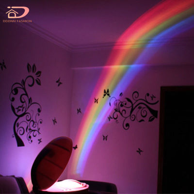 โคมไฟโปรเจคเตอร์สีรุ้ง3โหมดสีสันสดใส Led โคมไฟแสงตั้งโต๊ะกลางคืนสำหรับชุดตกแต่งห้องนอนเด็ก