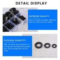 480 Pcs Nylon Flat Round Washers Gaskets Spacers Assortment Set for Screw Bolt(Black)